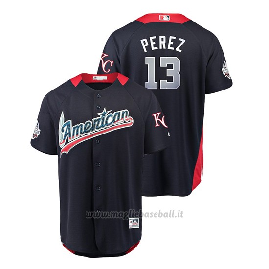 Maglia Baseball Uomo All Star Game Royals Salvador Perez 2018 1ªRun Derby American League Blu